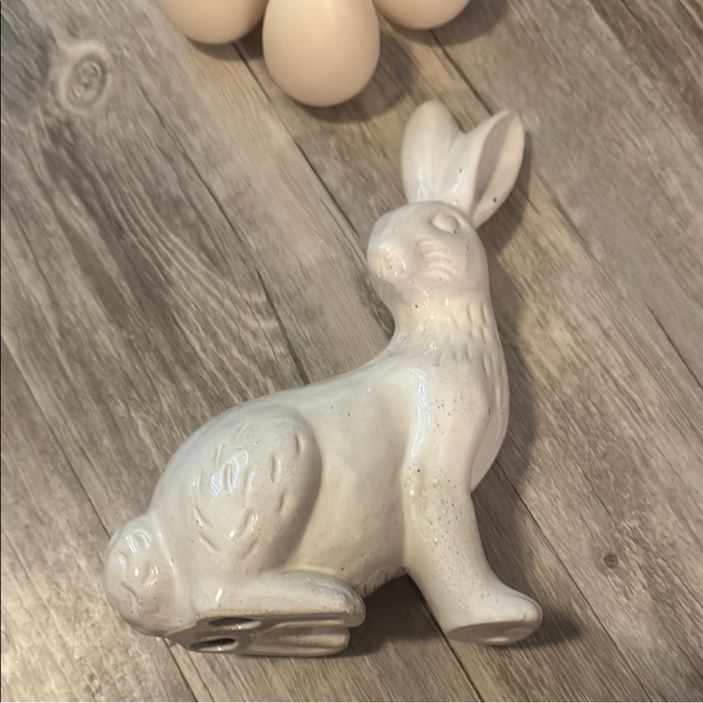 Elegant White Ceramic Rabbit Figurine Perfect for Easter